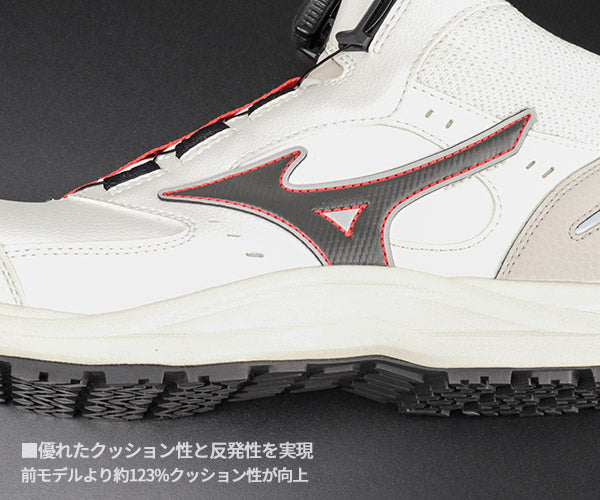 [26SS新作]  ミズノ 安全靴 オールマイティ LS3 74M BOA ハイカット ホワイト×ブラック 24.5cm~29.0cm 3E(JSAA A種) (F1GA260301) MIZUNO