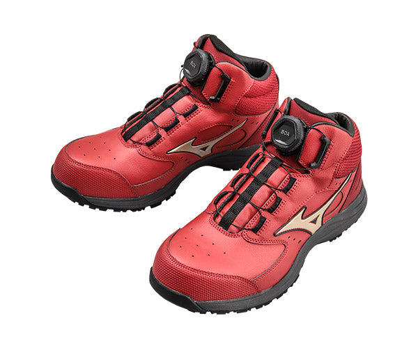 [26SS新作]  ミズノ 安全靴 オールマイティ LS3 74M BOA ハイカット レッド×ゴールド 24.5cm~29.0cm 3E(JSAA A種) (F1GA260362) MIZUNO