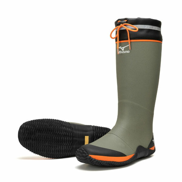 ミズノ ワークブーツ ジャスタフィットII NL カーキ×オレンジ (F1GG250036) 長靴 23.0~28.0cm MIZUNO JUSTAFIT II NL