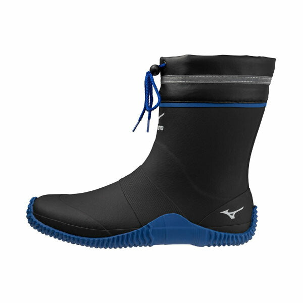 ミズノ ハーフ丈ワークブーツ ジャスタフィットII NH ブラック×ブルー (F1GG250109) 23.0~28.0cm 長靴／軽量ショートタイプ MIZUNO JUSTAFIT II NH