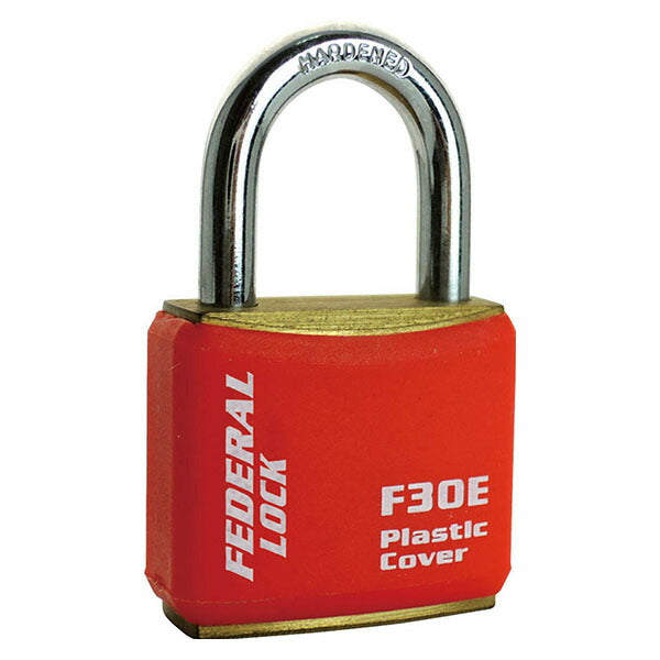 日本正規品 フェデラル 南京錠ボディーカバー付 30mm レッド (F30E-R-P)(4545301102467) FEDERAL