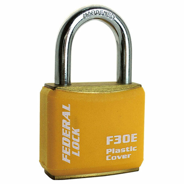 日本正規品 フェデラル 南京錠ボディーカバー付 30mm イエロー (F30E-Y-P)(4545301102474) FEDERAL