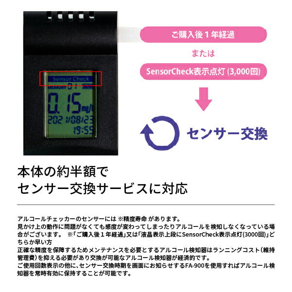 FUJITA アルコールチェッカー FA-900 FA900 藤田電機製作所 アルコール検知器協議会認定品 J-BAC パソコン不要99件メモリー