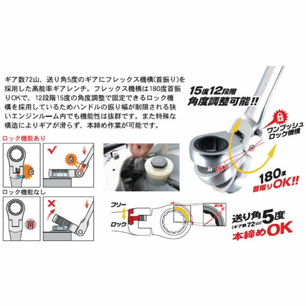 プロオート FLG-10S 10本組 フレックスロックギアレンチセット (4989530609166) Pro-Auto