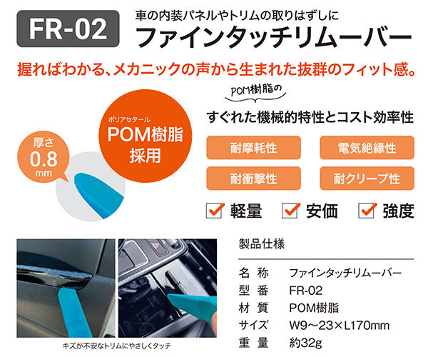 SMT ファインタッチリムーバー FR-02 POM樹脂採用 超薄型リムーバー 厚さ0.8mm キズが入りにくい内張りはずし