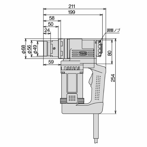 TONE シャーレンチ 1次締専用レンチ 建方1番 トルシアボルト用 電源AC100V (GKS251)(4953488302929) トネ