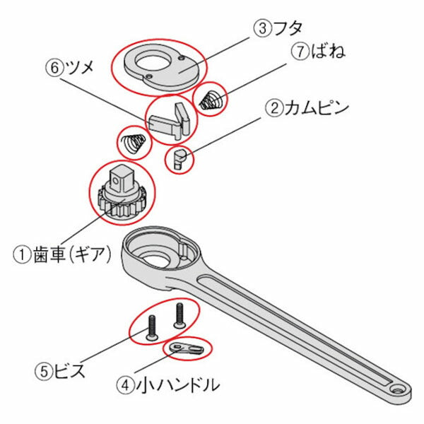 TONE ラチェットハンドル用パーツ 適合機種371 ビス (GP371V)(4953488014846) トネ