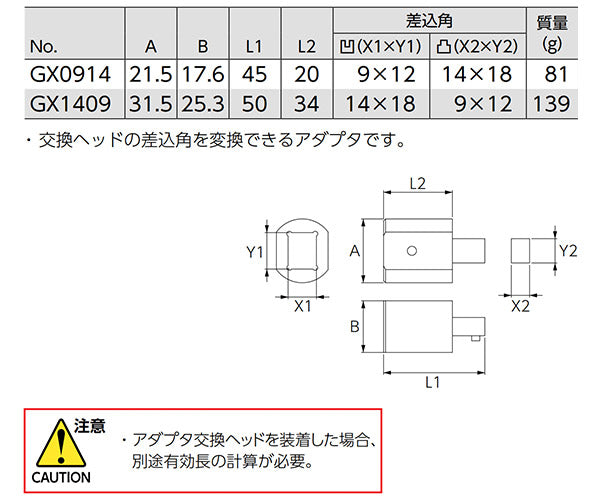 KTC 交換ヘッドアダプタ (GX1409)(4989433772042) 京都機械工具