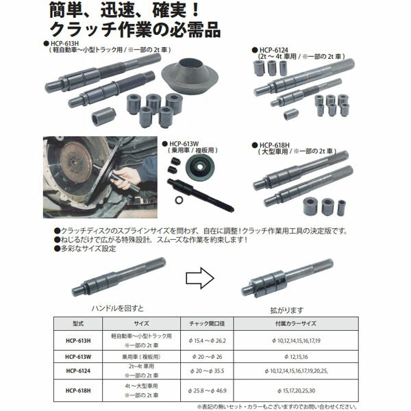 ハスコー クラッチディスクパイロットシャフト（2t~4t） HCP-6124 (4580372212394) HASCO クラッチディスクのセンター出しツール