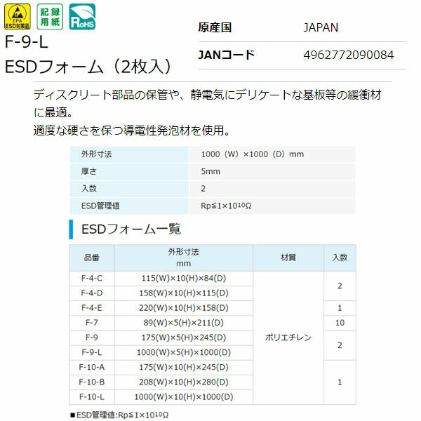 ホーザン ESDフォーム L (2枚入) (F-9-L)(4962772090084) HOZAN