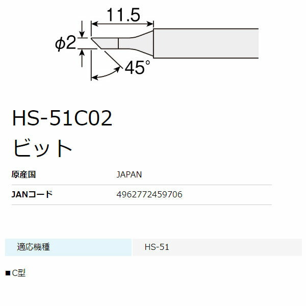 ホーザン ビット (HS-51用) (HS-51C02)(4962772459706) HOZAN