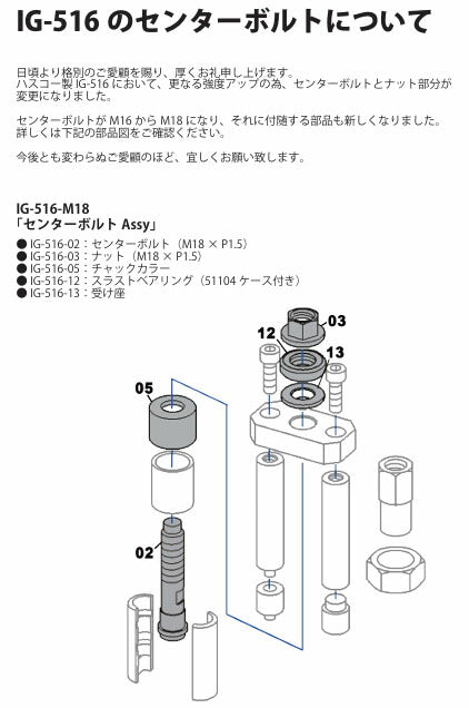 ハスコー スラストベアリング 51104 ケース付 新型M18 IG-516用補修部品 IG-516-12 (4940995548735) HASCO
