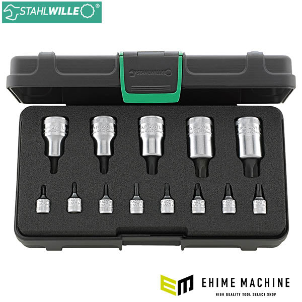 日本正規品 スタビレー ヘクスローブソケットセット 13点 (1/2SQ+1/4SQ) Torx T8~T60 ケース付 (54TX/44KTX/13)(4018754323234) STAHLWILLE