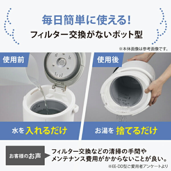 [期間限定セット] 象印 スチーム式加湿器 EE-TC60 ホワイト 600mL/h 4.0L 洋室17畳 フィルター不要 クエン酸4包付き (EETC60WACDKB03KXJSET) ZOJIRUSHI