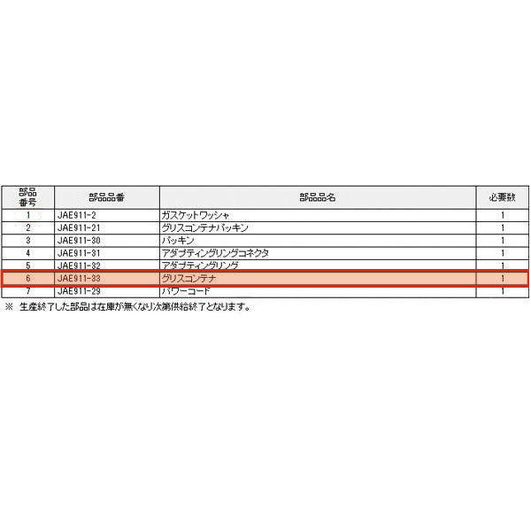 [部品・代引き不可] KTC JAE911用パーツ 【 グリースコンテナ 】 JAE911-33