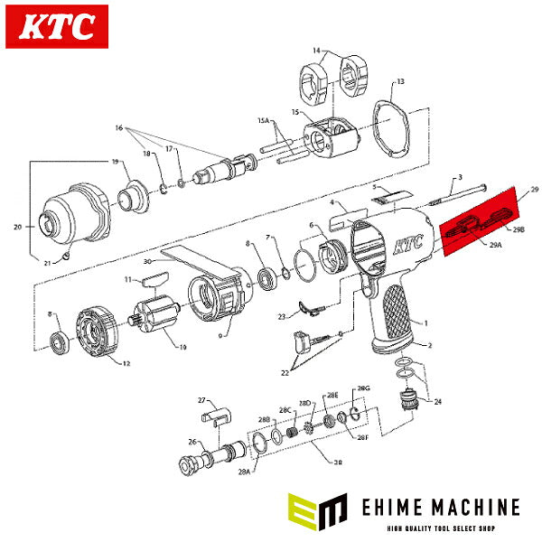 [部品・代引き不可] KTC 12.7sq.インパクトレンチ JAP460用パーツ 【 ボタンキット 】 JAP460-29 2135-K75