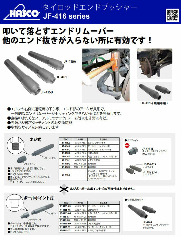 ハスコー ハンドルSS(ショート) オプション (JF-416-01SS)(4940995550110) JF-416シリーズ タイロッドエンドプッシャー用 HASCO