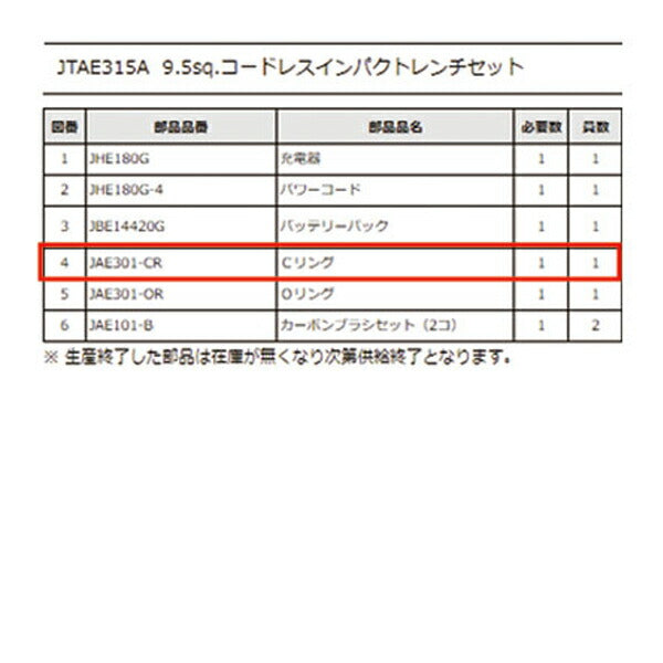 [部品・代引き不可] KTC JTAE315A用パーツ 【 Cリング 】 JAE301-CR