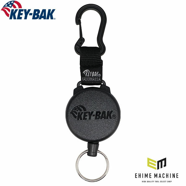 日本正規品 キーバック リトラクタブルキーチェーン SECURIT (0488-603) (0088056911273) 28インチ カラビナ ブラック 耐荷重590g 鍵40本対応 KEY-BAK