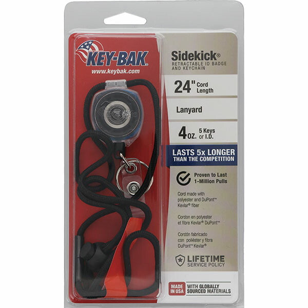 日本正規品 キーバック リトラクタブルキーリール SIDEKICK (0KB2-5D411) (0088056919873) 24インチ ブレイクアウェイランヤード 首掛け クリア×ブルー IDバッジ オフィス 医療 KEY-BAK