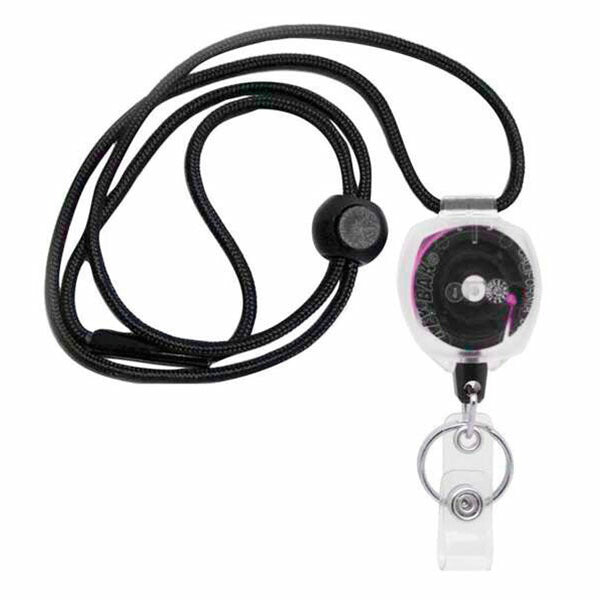日本正規品 キーバック リトラクタブルキーリール SIDEKICK (0KB2-5D421) (0088056920107) 24インチ ブレイクアウェイランヤード 首掛け クリア×ピンク IDバッジ オフィス 医療 福祉 KEY-BAK