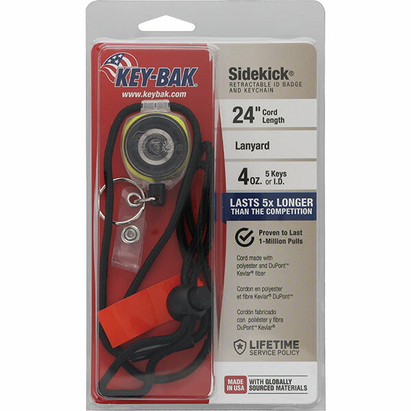 日本正規品 キーバック リトラクタブルキーリール SIDEKICK (0KB2-5D431) (0088056920121) 24インチ ブレイクアウェイランヤード 首掛け クリア×イエロー IDバッジ 高視認 建設 物流 KEY-BAK