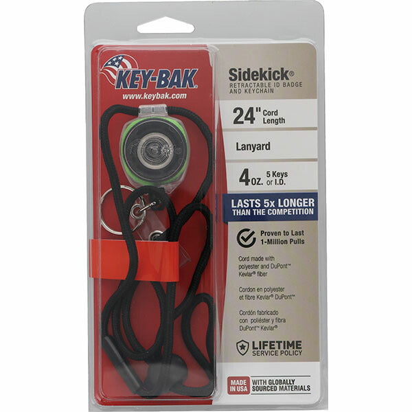 日本正規品 キーバック リトラクタブルキーリール SIDEKICK (0KB2-5D441) (0088056920145) 24インチ ブレイクアウェイランヤード 首掛け クリア×グリーン IDバッジ オフィス 医療 食品 KEY-BAK