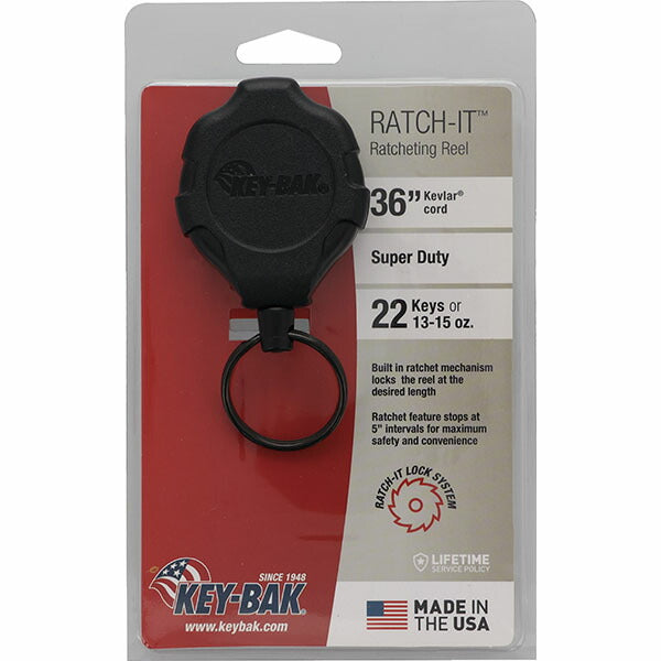 日本正規品 キーバック リトラクタブルキーチェーン RATCH-IT (0KR2-4A21) (0088056912355) 36インチ ベルトクリップ ラチェット式 耐荷重370g 鍵22本対応 工具落下防止 KEY-BAK
