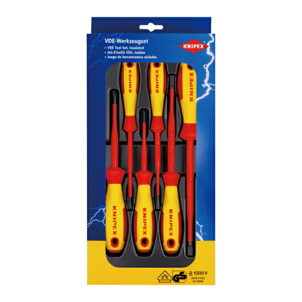 KNIPEX 00 20 12 V02 絶縁ドライバーセット 6本組 1000V絶縁(VDE絶縁テスト済み) クニペックス 002012V02