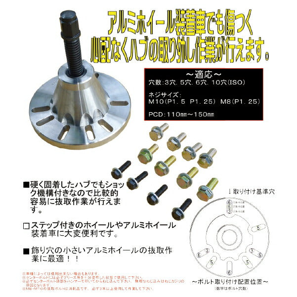 KOTO KP-1115 大型トラック用フロントハブプーラー アルミホイールを傷つけずにハブ