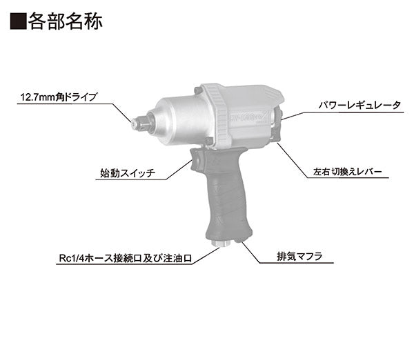 空研 12.7sq. エアーインパクトレンチ KW-1600PROZ KW-1600PROXの後継モデル