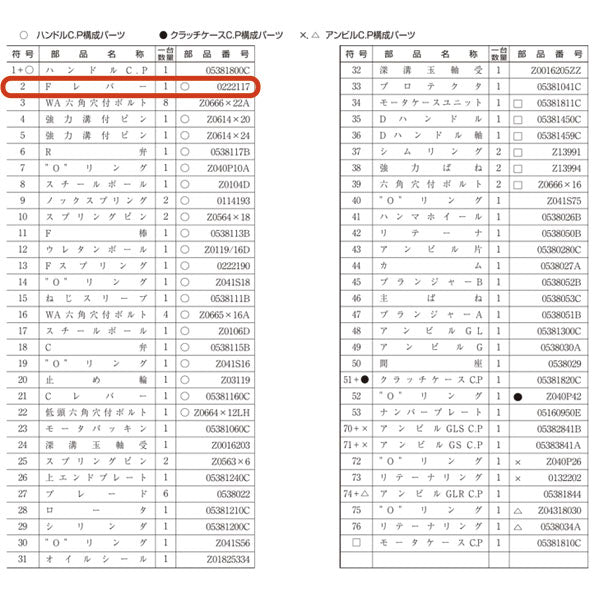 [部品・代引き不可] 空研 KW-3800proXGL用パーツ 【 Fレバー 】 NO.2 0222117