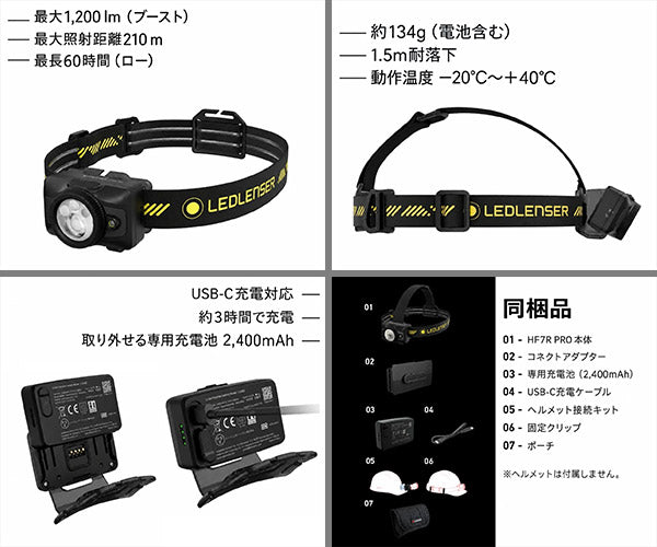 [26AW新商品] 日本正規品 レッドレンザー 充電式ヘッドライト HF7R PRO 1200ルーメン ALB搭載 ヘルメット対応 (503320)(4058205042727) Ledlenser