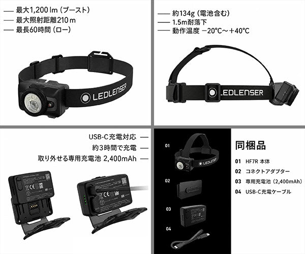 [26AW新商品] 日本正規品 レッドレンザー 充電式ヘッドライト HF7R 1200ルーメン ALB搭載 デジタルフォーカス 軽量134g (503349)(4058205043472) Ledlenser