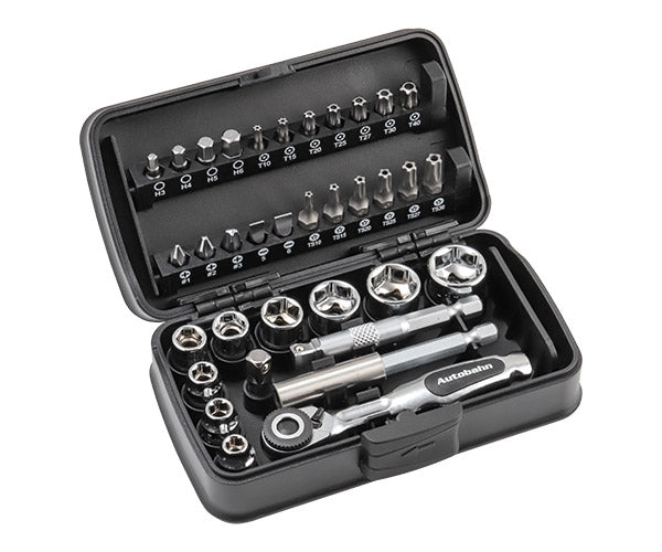 Autobahn 35PC 6.3sq.(1/4) ミニラチェット スタビーソケット&ビットセット (MR-2035BS)(4989530993364) アウトバーン
