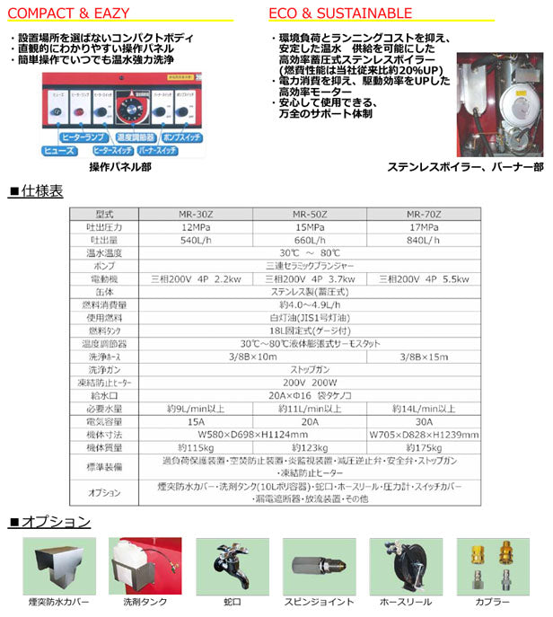 [メーカー直送業者便] 期間限定特典付 (煙突防水カバー・スピンジョイント) オカツネ 温水高圧洗浄機 3馬力 2.2kw (高圧節水タイプ) MR-30Z 岡常歯車製作所