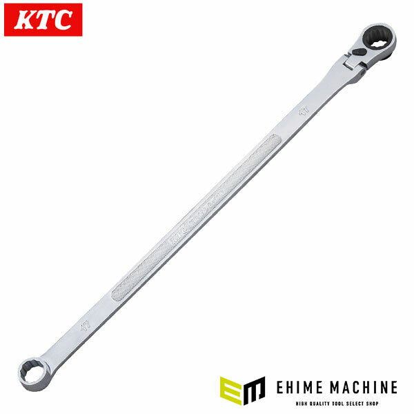 [26SS新商品] KTC 超ロングラチェットめがねレンチ(首振りタイプ) 17mm MR15LA-17F (4989433321400) 京都機械工具