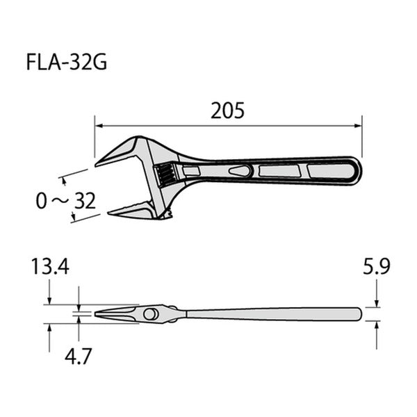 フジ矢 ライトモンキー グリップ付 200mm (FLA-32G-F)(4952520852095) FUJIYA 工具