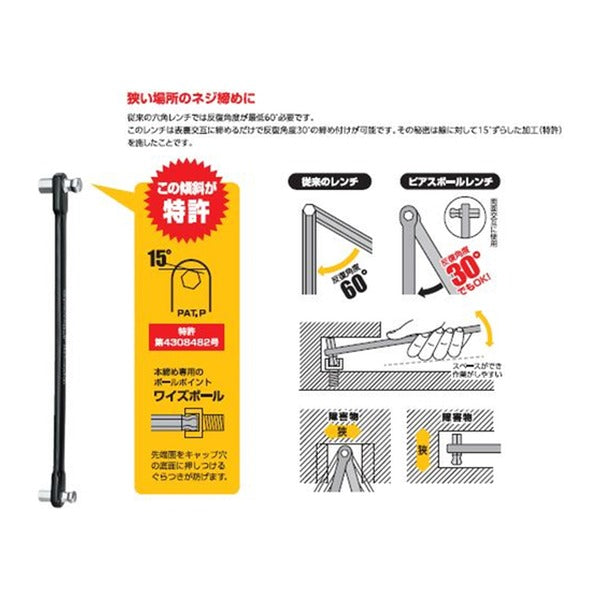 ワイズ ピアスボールレンチ (PIS810)(4951908005382) WISE フジ矢