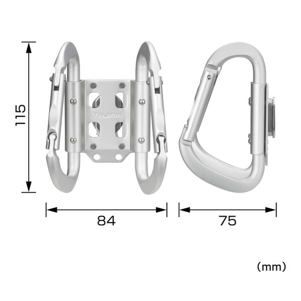タジマ 着脱式工具ホルダーアルミ カラビナダブル 大 (SFKHA-CLW)(4975364169037) TAJIMA TJMデザイン