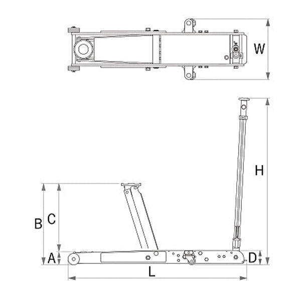 [メーカー直送業者便] 長崎ジャッキ NLA-203X-N-LB 超低床 エアージャッキ 2ton 硬質ナイロン車輪レバー式操作バルブ仕様
