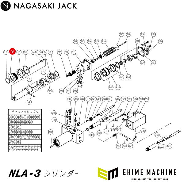 [メーカー直送品] 長崎ジャッキ NLA-3用部品 【 FC六角ナットセット13（Ｏリング）付 031600-009 】 NLA-3-No.9