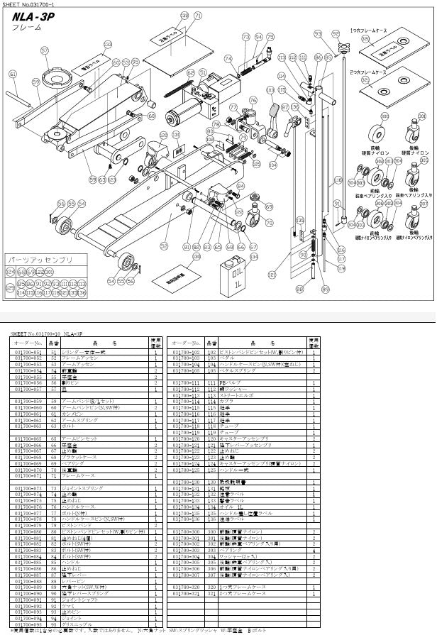 [メーカー直送品] 長崎ジャッキ NLA-3P用パーツ 【 後輪(硬質ナイロンベアリング入) 】1個  No.307 (031700-307) NLA-3P-NO.307