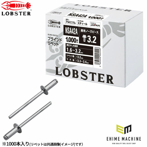 ロブテックス ブラインドリベット アルミ/スティール 丸頭 4-2 1000本入 NSA42A (NSA42A)(4963202095556) LOBSTER エビ