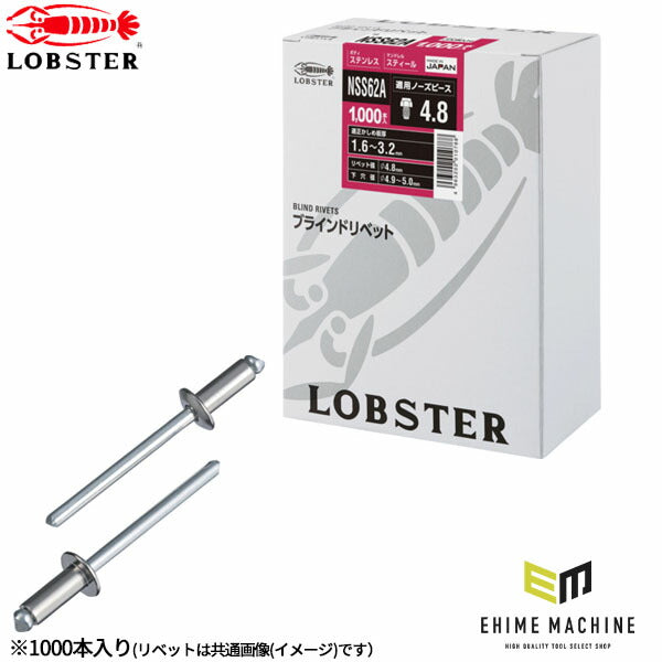 ロブテックス ブラインドリベット ステンレス/スティール 丸頭 6-2 1000本入 NSS62A (NSS62A)(4963202010788) LOBSTER エビ