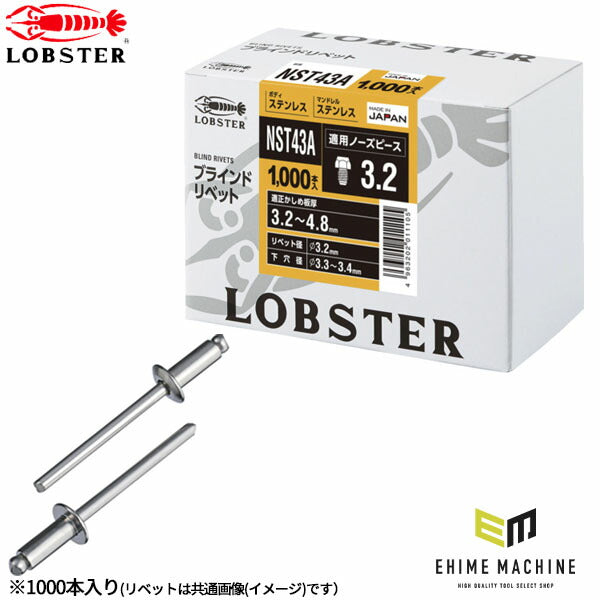 ロブテックス ブラインドリベット ステンレス/ステンレス 丸頭 4-3 1000本入 NST43A (NST43A)(4963202011105) LOBSTER エビ