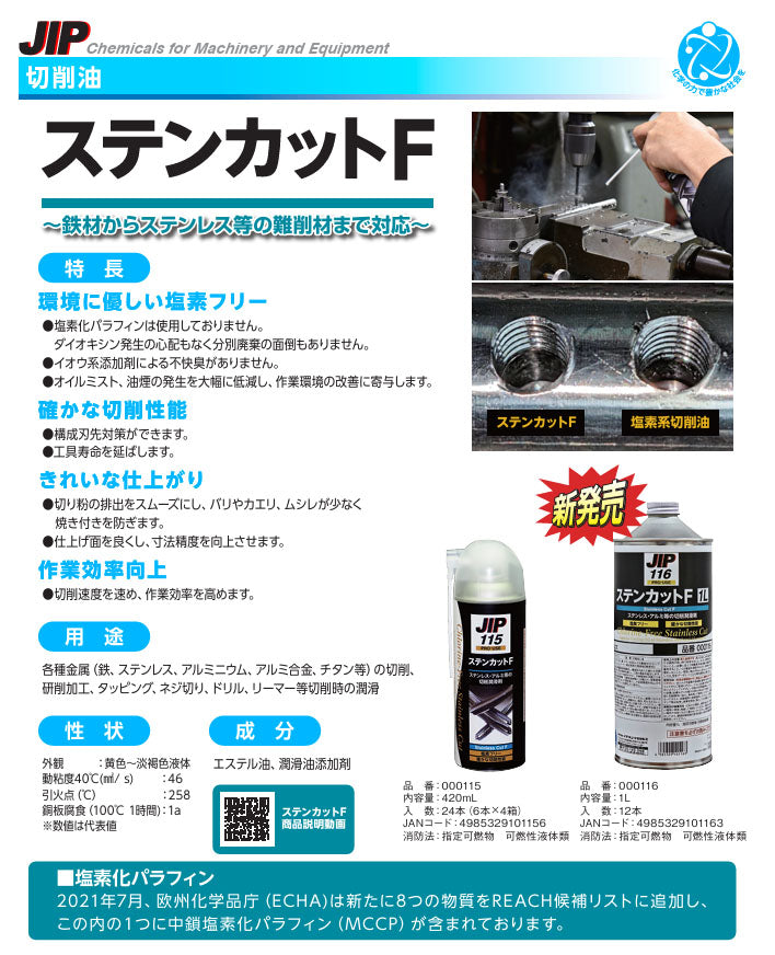 イチネンケミカルズ JIP ステンカットF 420ml 塩素フリー切削油 (NX115)(4985329101156)