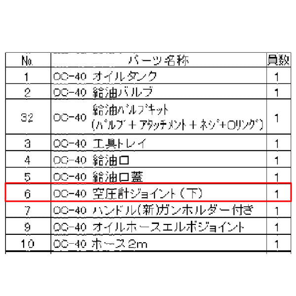 [メーカー直送品] zahren
  OC-40-NO6 【 空圧計ジョイント 402165 】 デジタル流量計付オイルチャージャー OC-40G用部品 ザーレン