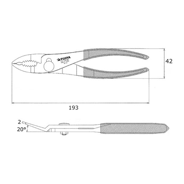 フジ矢 薄型コンビネーションプライヤー(黒金・ベント) 全長193mm (210-190-BG)(4952520853085) FUJIYA 工具