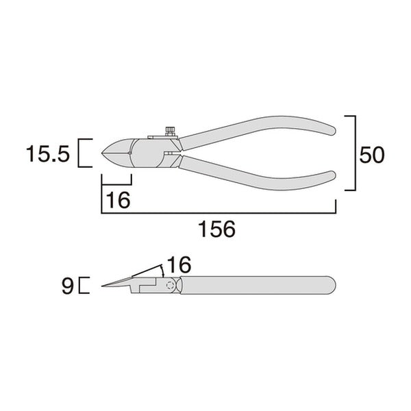 フジ矢 バネ付プラスチックニッパー (ラウンド刃)150mm (90PR-150)(4952520009864) FUJIYA 工具